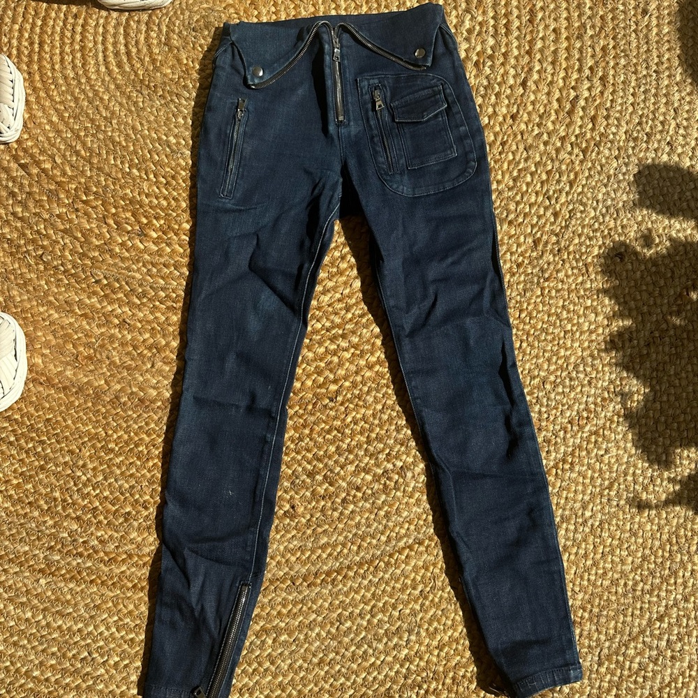 RTA Women’s Dark Wash Jeans with Zip & Pocket Detail